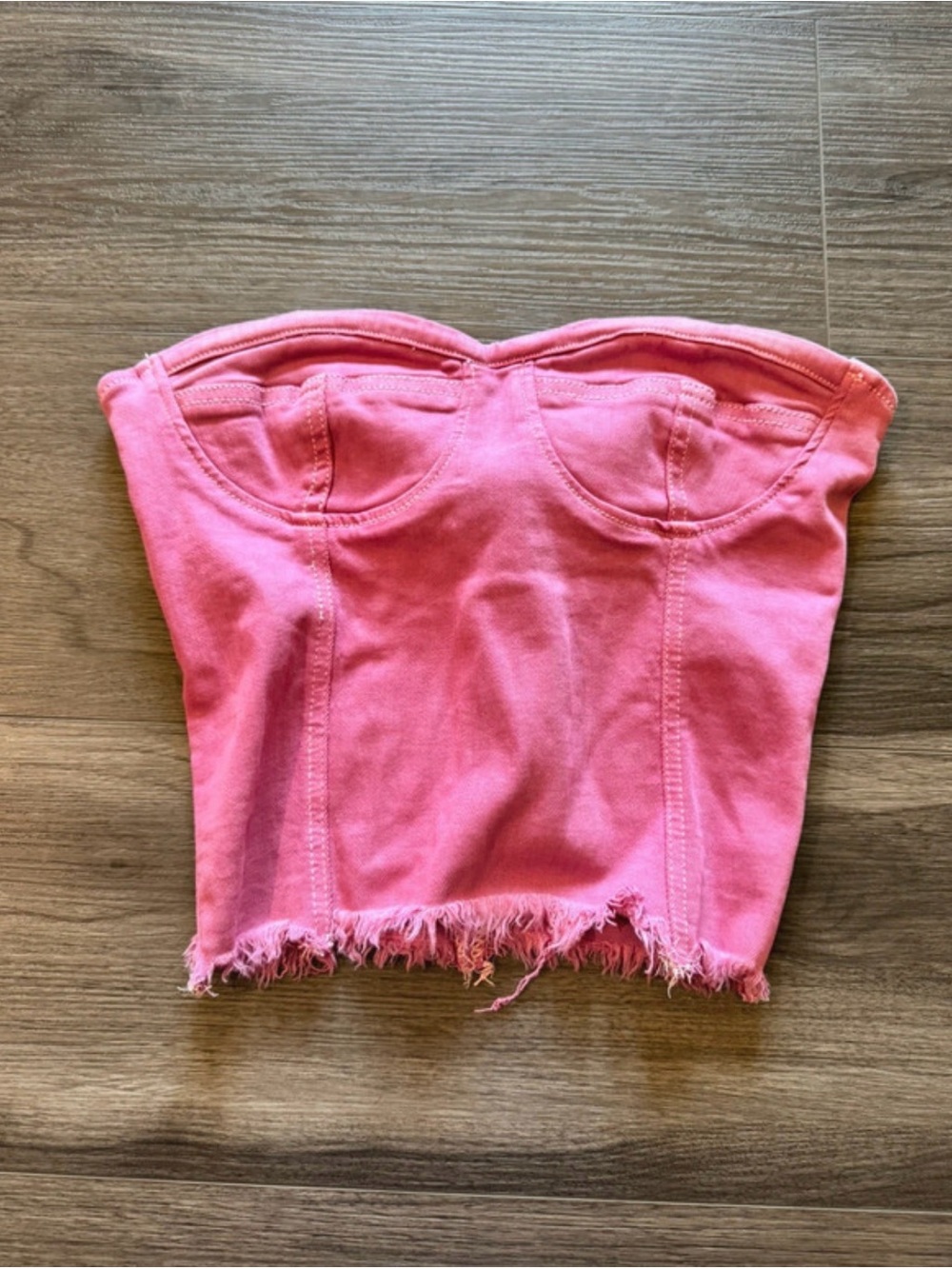 superdown Pink Strapless Corset Crop Top